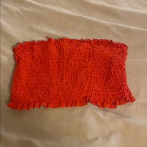 Red Ruffled Tube Top
